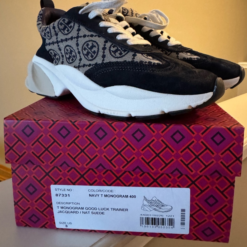 Tory Burch Navy and Grey Monogram Sneakers